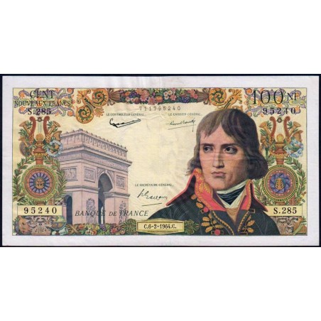 F 59-25 - 06/02/1964 - 100 nouv. francs - Bonaparte - Série S.285 - Etat : TTB