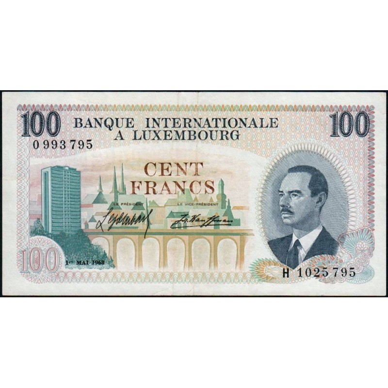 Luxembourg - Pick 14 - 100 francs - Série H 1025 - 01/05/1968 - Etat : SUP
