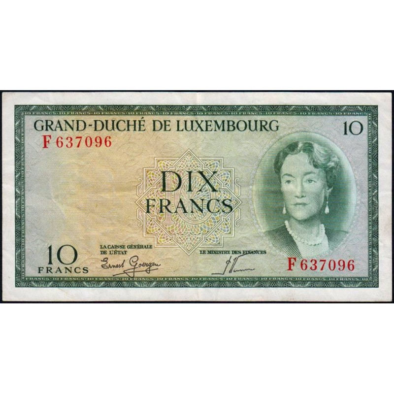 Luxembourg - Pick 48a_2 - 10 francs - Série F - 1959 - Etat : TTB